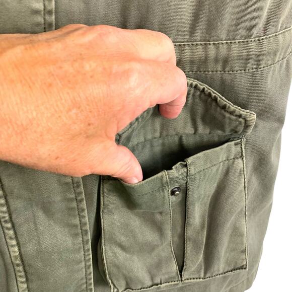 TINSEL Women's Size XS Sherpa Lined Army Green Sinch Waist Cargo Vest - Picture 8 of 12